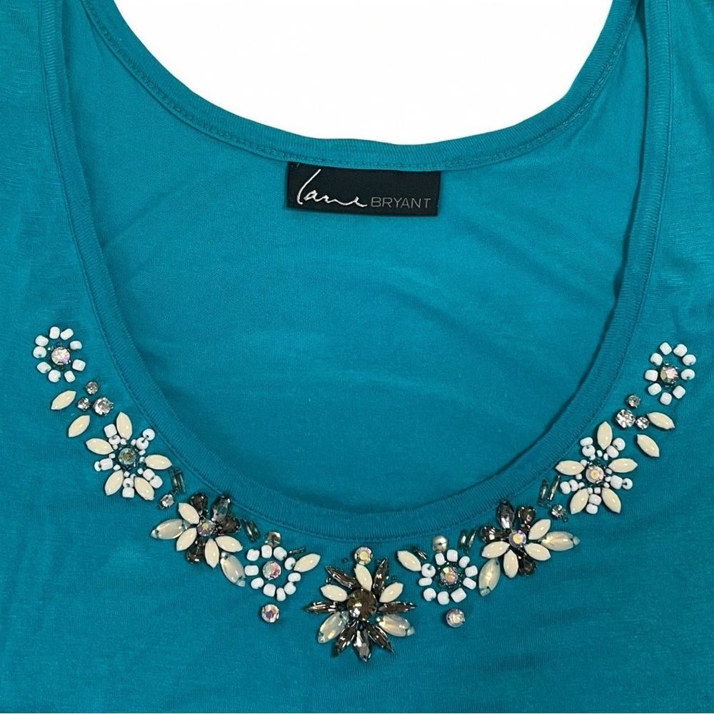 Lane Bryant Turquoise Embellished Tank Top - Picture 7 of 9